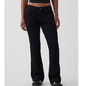 Gap Long & Lean Low Rise Bootcut Jeans Black Stretch Denim 34 18R Womens